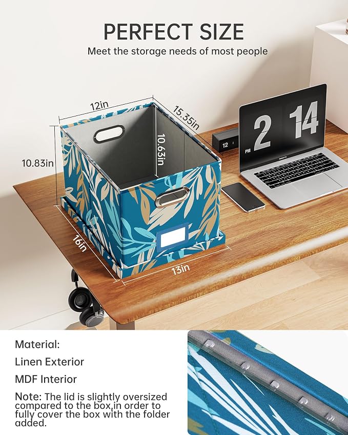 Oterri File Organizer with Lid, File Box, File Cabinet - Image 2