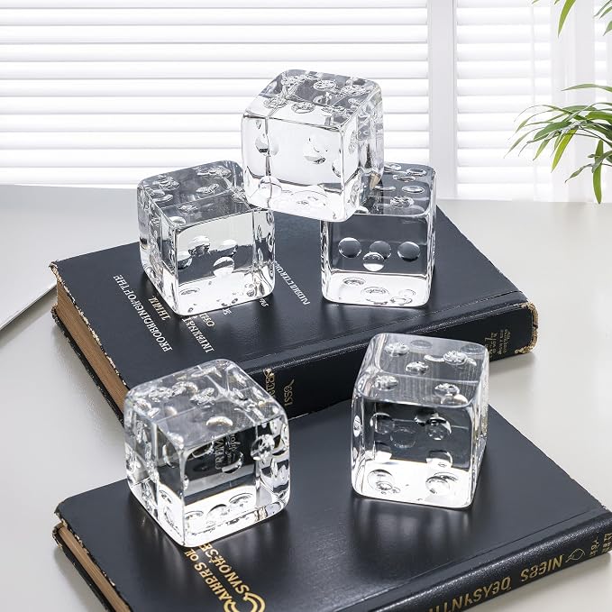QFkris 2.2" Glass Dice Paperweight Glass Art Dice Figurine Paper Weights - Image 4