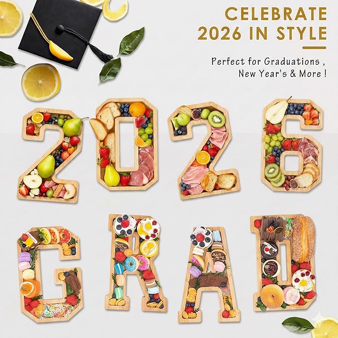 4PCS Wooden Graduation Decorations Number Charcuterie Board Box- 2026 - Image 5
