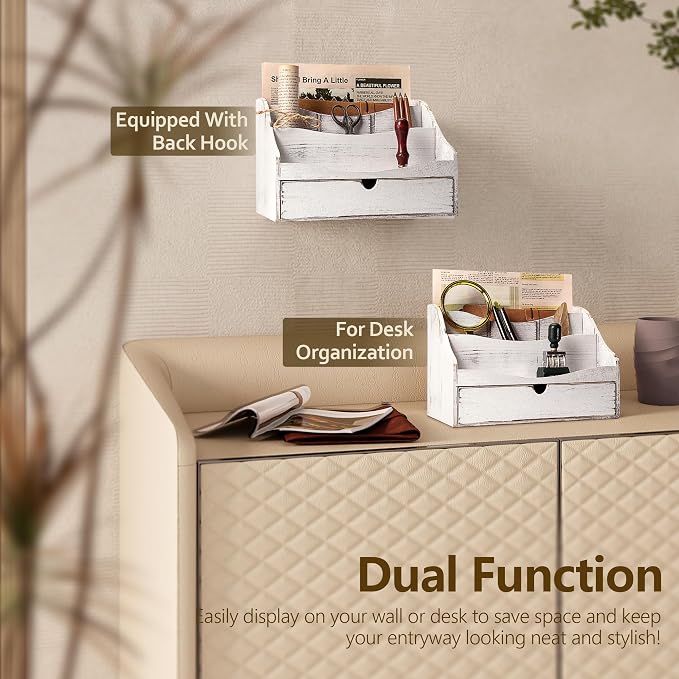 Pine Wood Mail Organizer for Desk - Image 4