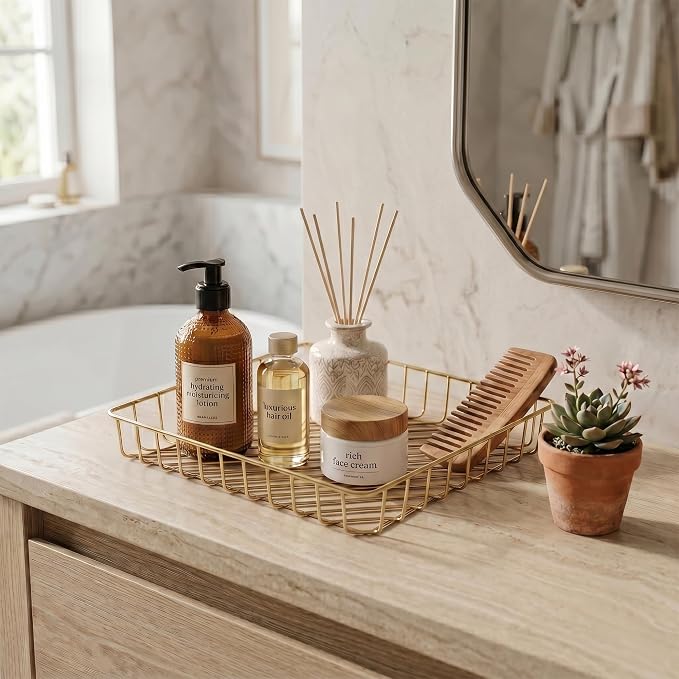 Elegant Gold Wire Desk Tray Organizer - Image 4