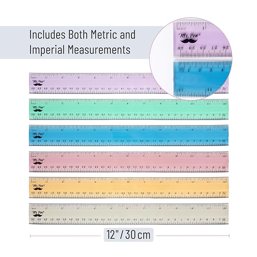 Mr. Pen- Plastic Rulers, 12 Inch, 6 Pack, Morandi Colors, Metric & Imperial | - Image 3