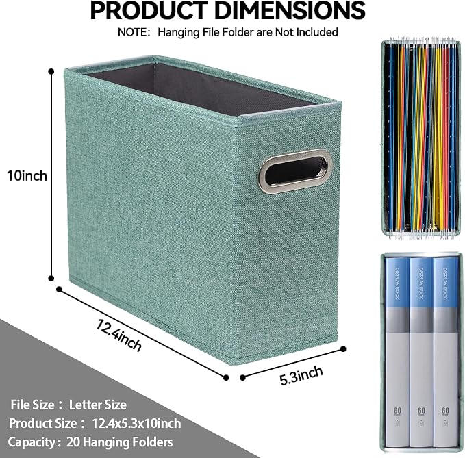 4 Pack Letter Size File Storage Box Collapsible, Fabric Hanging File Folders - Image 2