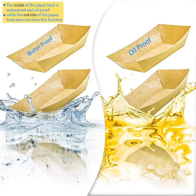 200 Pack Small Paper Food Trays, 0.25 Lb Disposable Kraft Food Boats, Take Out - Image 6