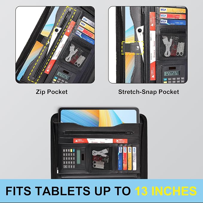 Eshow Padfolio for Men Women, Leather Portfolio - Image 7