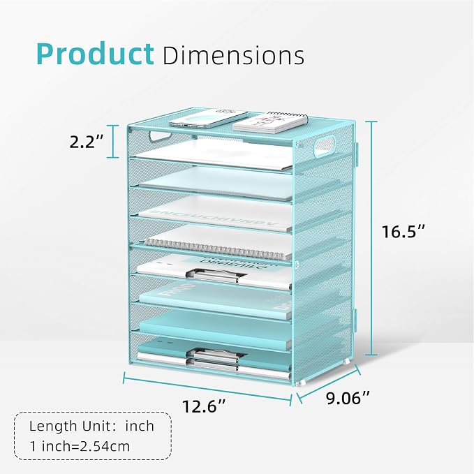 DALTACK 9-Tier Paper Organizer for Desk, Mesh Letter Tray Desk Organizer - Image 3