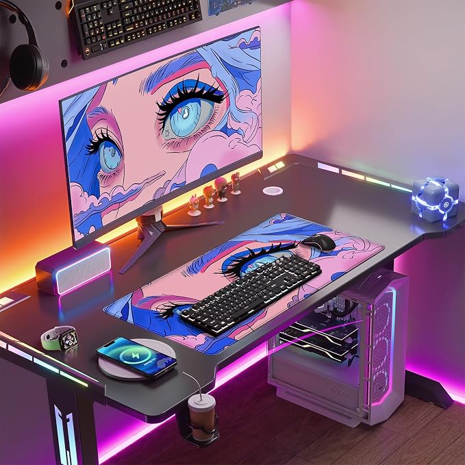 Anime Girl Loving Eye Desk Mat Desk Mat Pink Desk Pad Aesthetic Japanese Mouse - Image 2