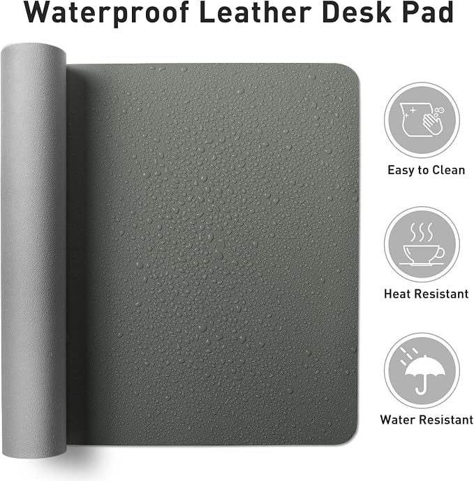 Aothia Leather Desk Protector, Mouse Mat, Non-Slip PU Leather Blotter, Laptop - Image 6