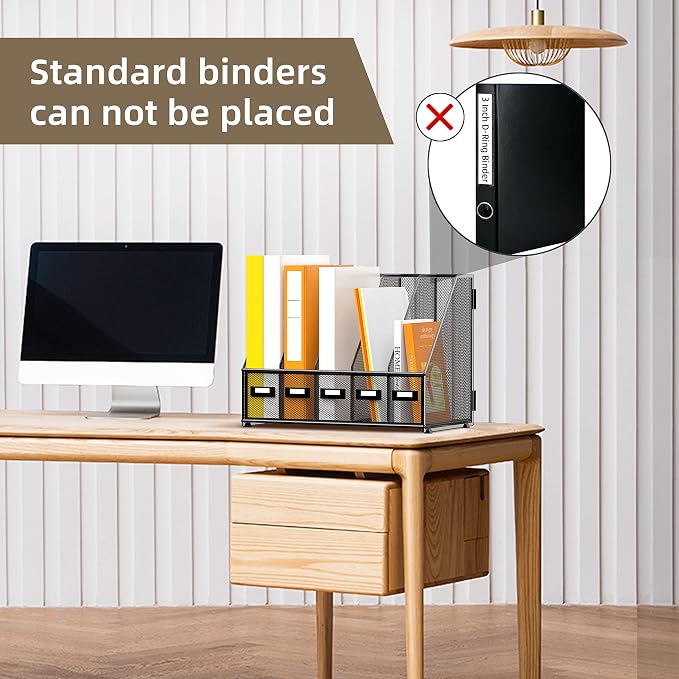 DALTACK 5 Vertical Compartments Magazine File Holder, Binder Organizer - Image 6
