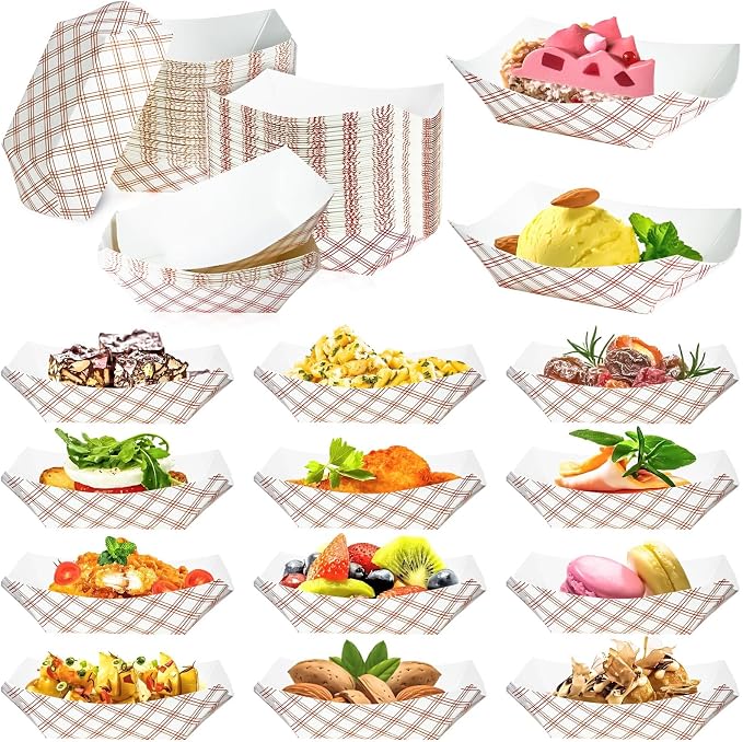 300 Pack Checkered 1/4Lb Paper Food Boat Trays Disposable Small Paper Boats - Image 4