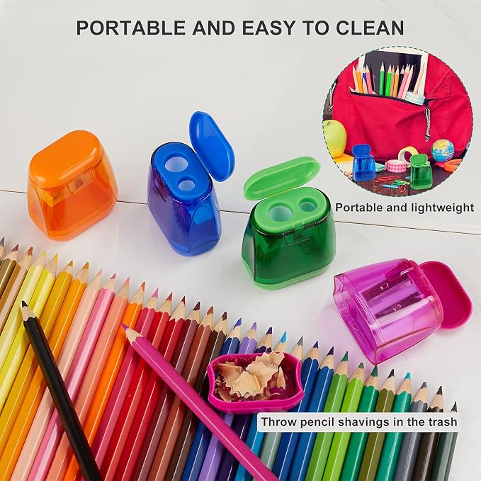 Sonuimy Pencil Sharpeners, Dual Holes Compact Colored Handheld Pencil Sharpener - Image 5