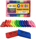 June Gold 28 Neon Colored Rubber Erasers by JuneGold