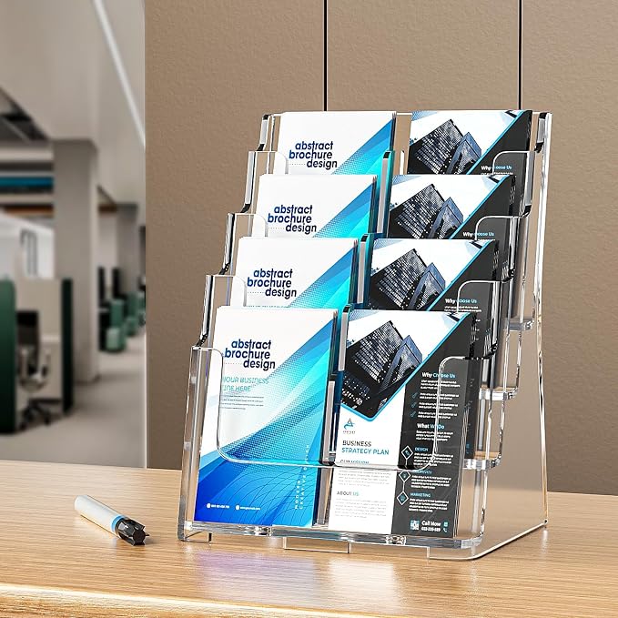 FUCDTEFC 2 Pack Acrylic Brochure Holder 8.5x11 & 4 x9 Inches, Literature - Image 6
