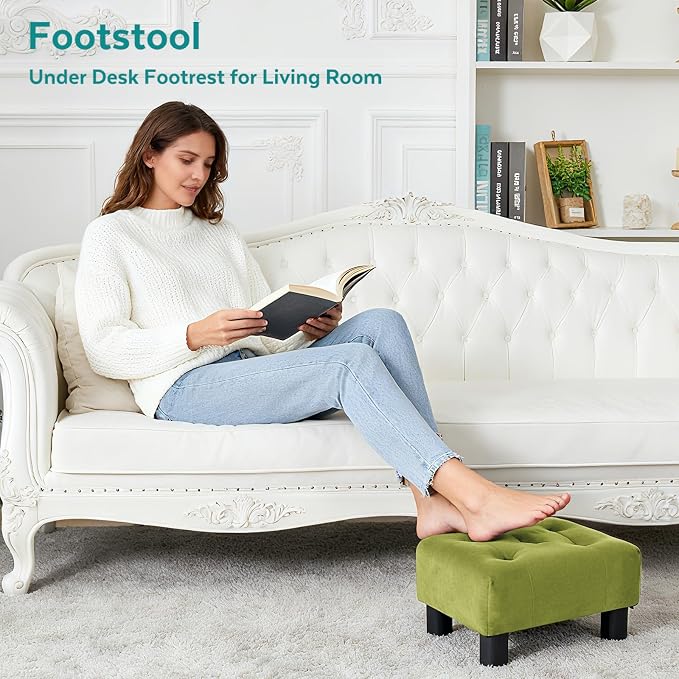 Small Foot Stool Ottoman, Velvet Footstool Ottoman Foot Rest - Image 8