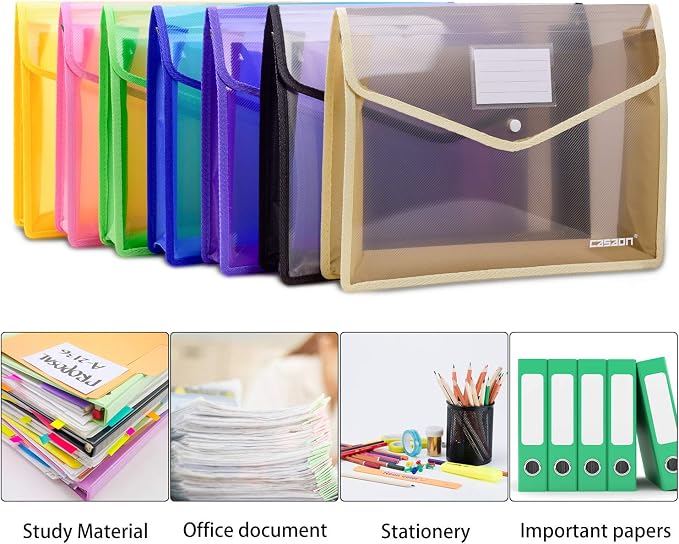 7 Pack B4 Plastic File Folders Waterproof Transparent Expandable File Folder - Image 7