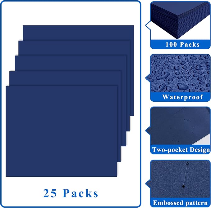 Zzrywuty File folders with Pockets, 100 Pack Paper Folders with Card Slot - Image 4