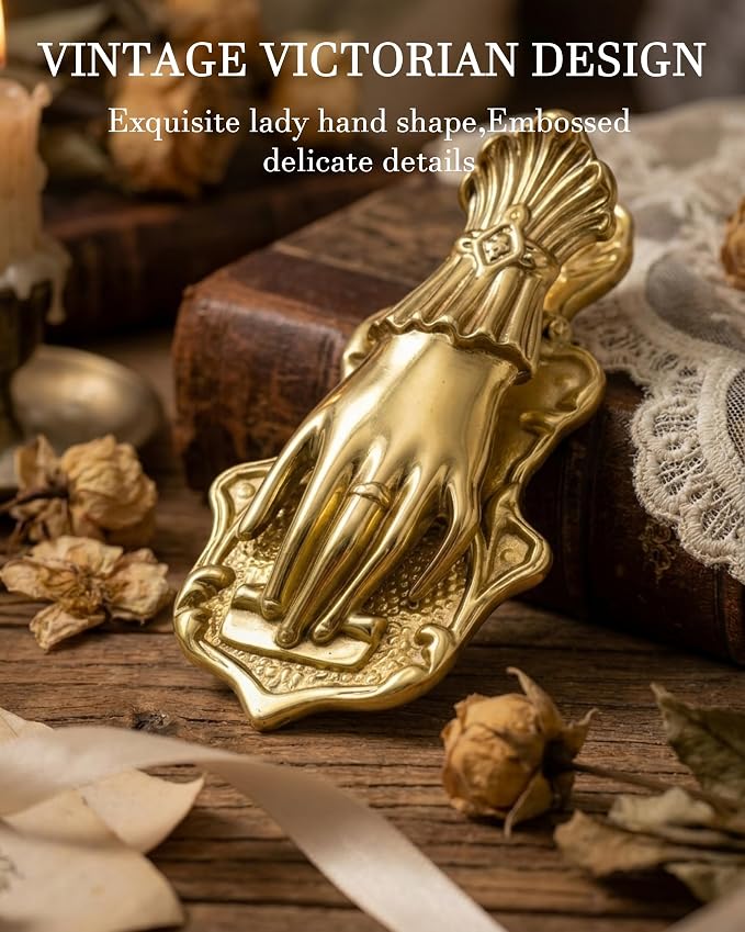 Vintage Metal Hand Shaped Binder Clips, Decorative Gold Paper Clips | Book Page - Image 2