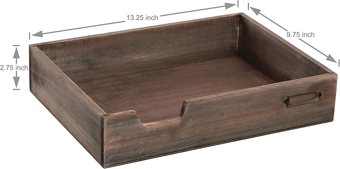 MyGift Set of 2 Vintage Distressed Finish Brown Wood Stackable Office Desktop - Image 5