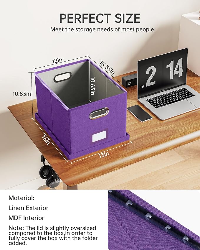Oterri 2 Pack File Storage Organizer, Filing Box, Portable File Box - Image 3