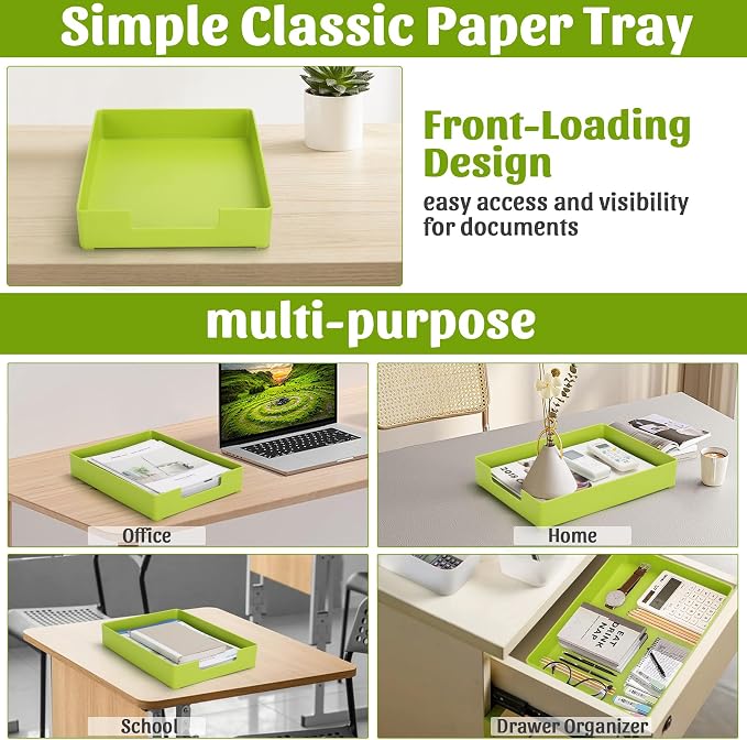 Letter-Size Tray Desk Letter Tray Paper Tray, Sturdy Heavy-Duty Plastic Printer - Image 5