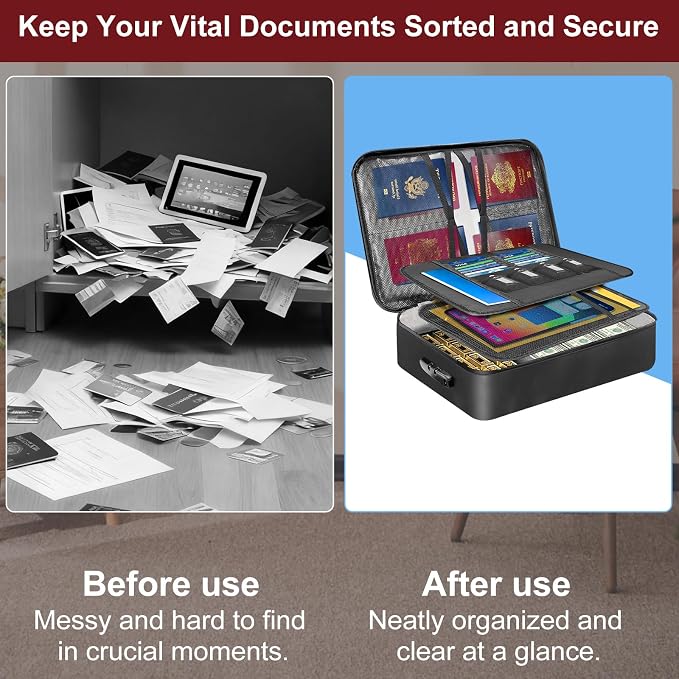 Fireproof Document Box with 5200℉ Heat Insulated, Document Organizer with Lock - Image 9