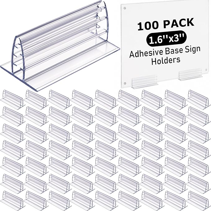 Fulmoon 100 Pcs Sign Holder, Adhesive Base Sign Holders Multiple Uses by Fulmoon