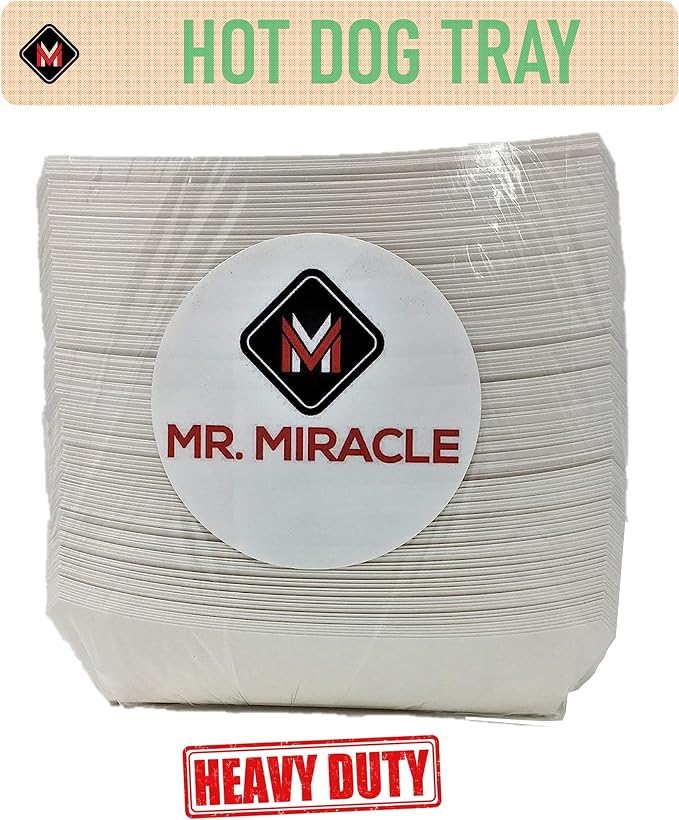 Mr Miracle 7 Inch Paper Hot Dog Tray in White. Pack of 50. Disposable, - Image 3