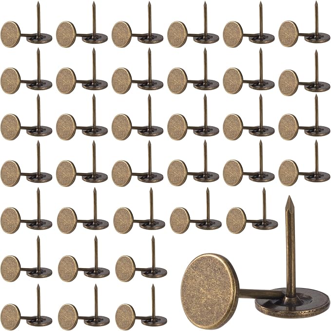 120pcs Metal Thumb Tacks, 0.43x0.66in, Bronze | Iron Made, Heavy Duty Flat Head by Unknown