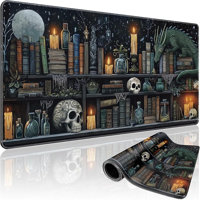 Mystical Gothic Library Large Gaming Mouse Pad 31.5"x15.7"｜ Vintage Book-Themed by Mcapirivo