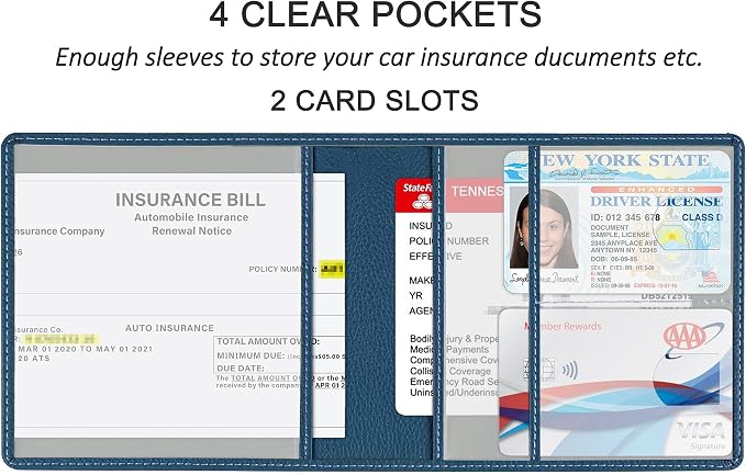 Car Registration and Insurance Holder, Premium PU Leather Vehicle Glove Box Car - Image 2