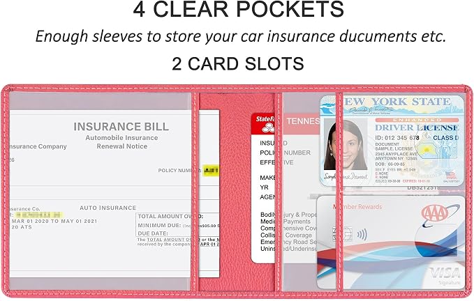 Car Registration and Insurance Holder, Premium PU Leather Vehicle Glove Box Car - Image 2