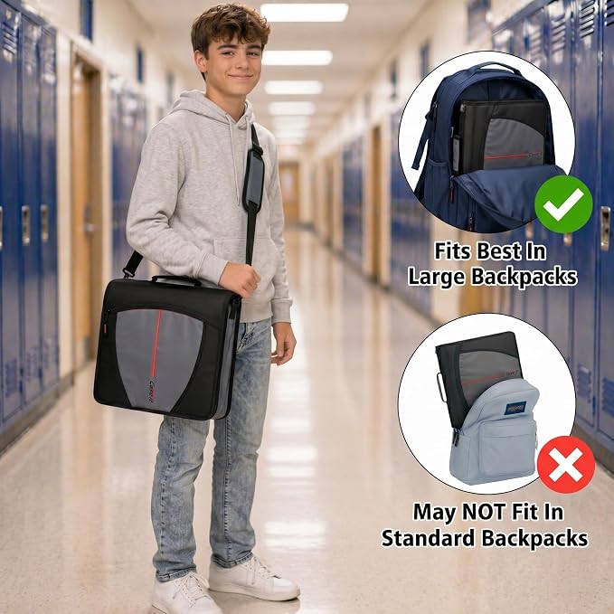 Case-it Mighty Zip Tab School Zipper Binder | 3-Inch O-Rings, 600-Sheet Capacity - Image 2