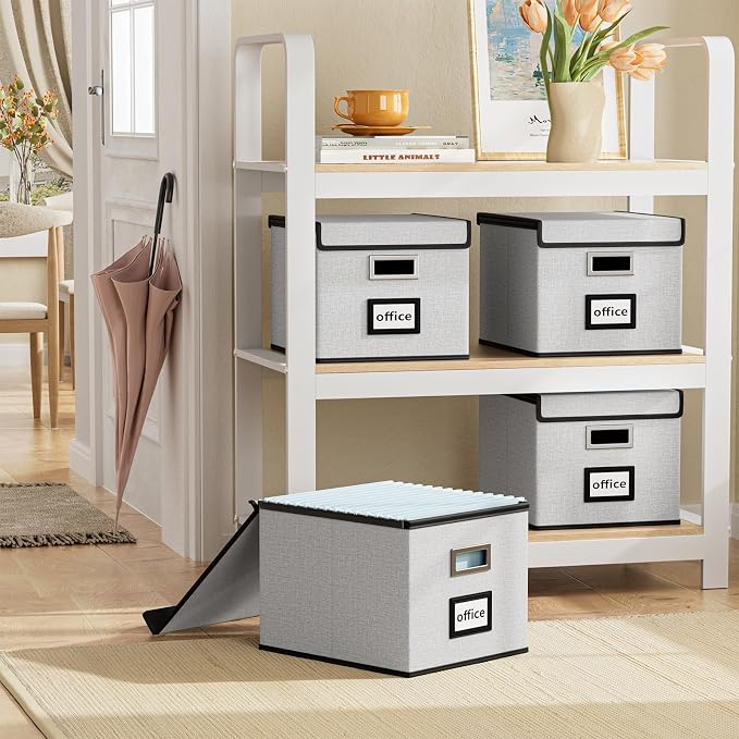 File Organizer Box with Lid, Collapsible File Folder Organizer - Image 2