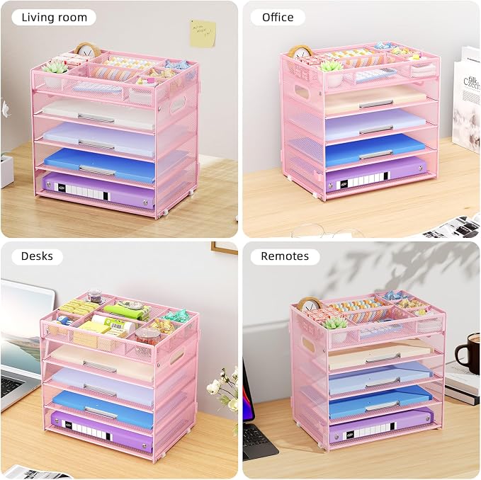 Marbrasse 5 Tier Paper Organizer Letter Tray, Mesh Desk File Organizer - Image 7