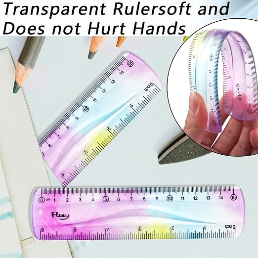 4 PCS 6 Inch Flexible Ruler, Bendable Plastic Ruler, Soft Bendable Gradient - Image 6