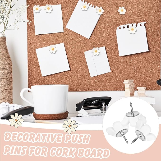 Sawysine 60 Pcs Cute Push Pins Decorative Push Pins Thumb Tacks Colorful Flower - Image 5
