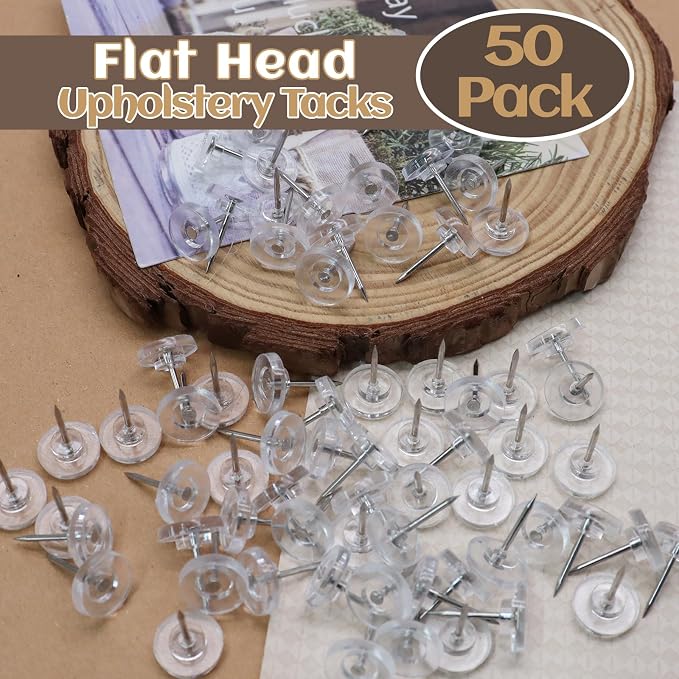 Biaungdo 50 Pcs Clear Flat Push Pins, Plastic Round Head Thumb Tacks - Image 3