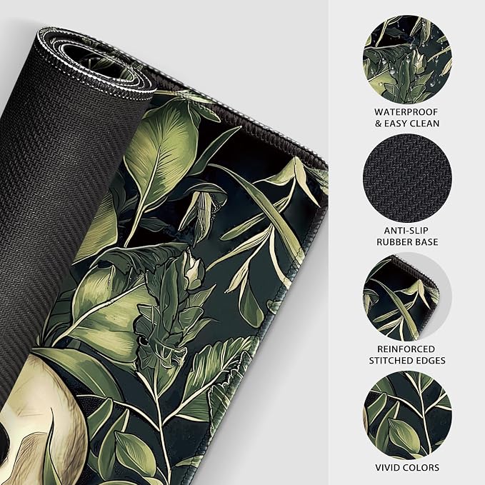 Gothic Dark Botanical Large Gaming Mouse Pad 31.5"x15.7"｜XXL Desk Mat, Non-Slip - Image 6