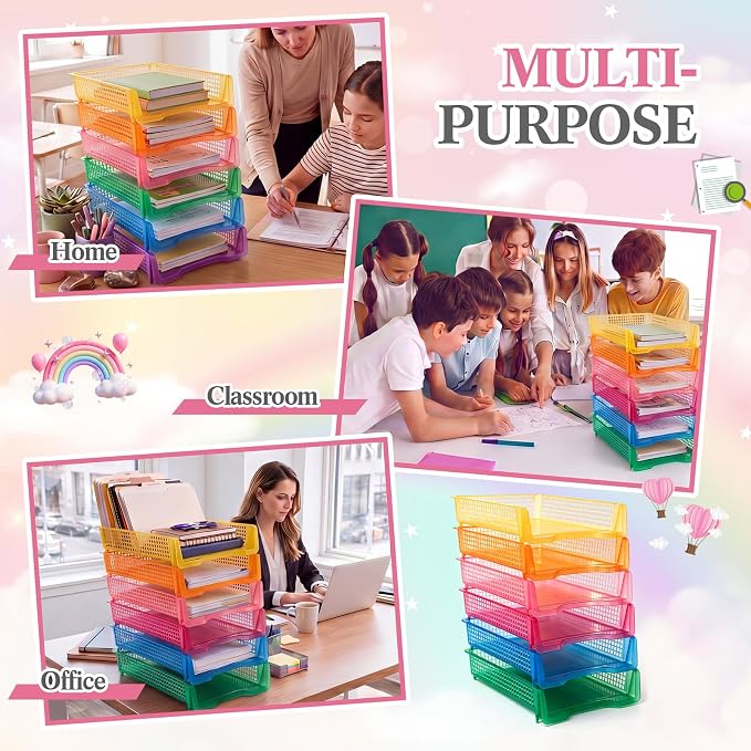 Geetery Set of 12 Turn in Trays Classroom Plastic Trays - Image 5