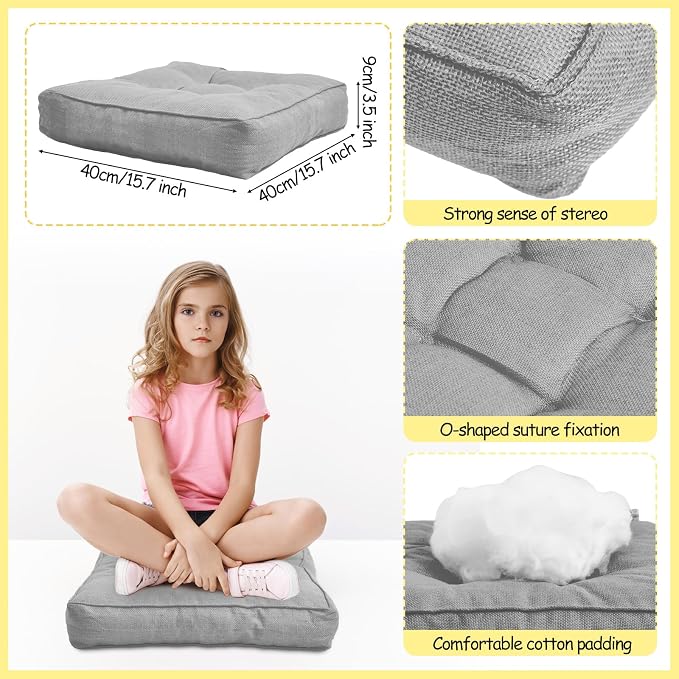 Juexica 8 Pcs Floor Cushions for Kids Floor Pillows Flexible Seating Cushions - Image 2