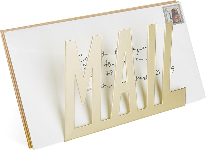 MyGift Mail Holder Organizer Countertop Modern Brass Metal - Image 6