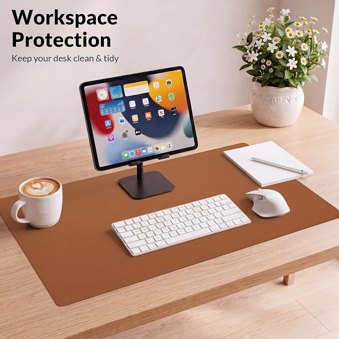 AFIING Leather Desk Mat, 31.5" x 17", Cork Desk Pad Protector | Dual-Sided Cork - Image 10