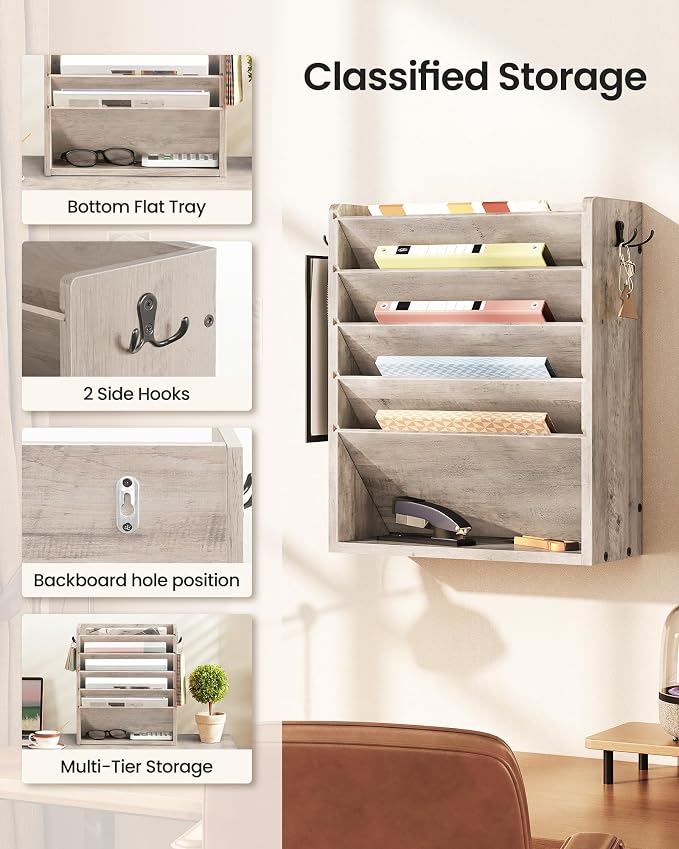 CHOEZON Wall File Organizer, 6-Tier Vertical Mount Hanging Holder - Image 5