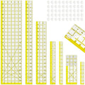 Acrylic Ruler 7 Piece Set, Non Slip Rings 50 Pieces, Quilting Rulers by Unknown