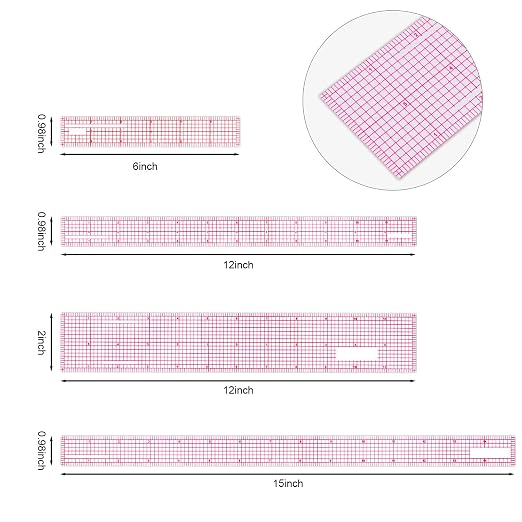 Pelopy 4 Pieces Clear Plastic Ruler Grid Transparent Ruler Plastic Straight - Image 3