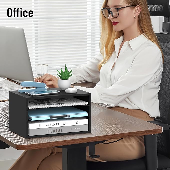 Wood Desk Organizer, 3 Tier Paper Tray Organizer - Image 8