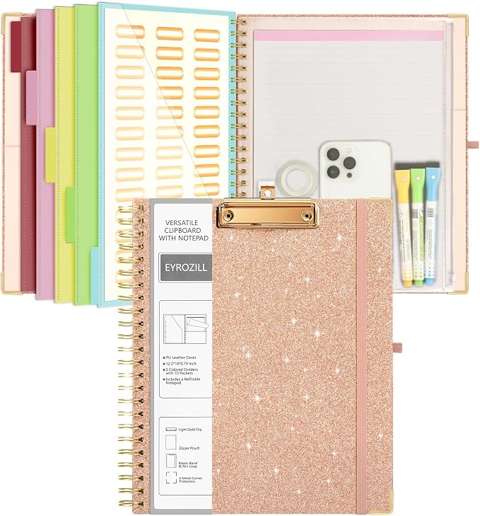 EYROZILL Clipboard Folio with Refillable Lined Notepad - Image 7