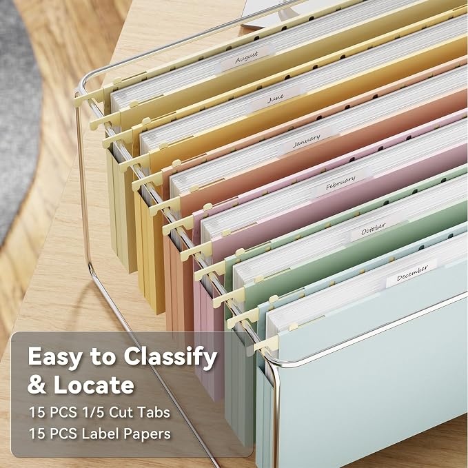 Ansook Plastic Hanging File Folders Legal Size, 12 Pack Legal Size File Folders - Image 4