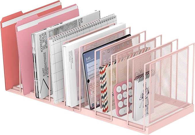 9-Section Desk File Organizer, Vertical File Holder, Mesh Desktop File Folder by JMHUD