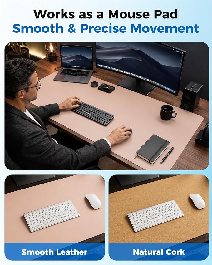 Aothia Double-Sided Desk Pad – 35.4" x 15.7" Leather Desk Mat - Image 3